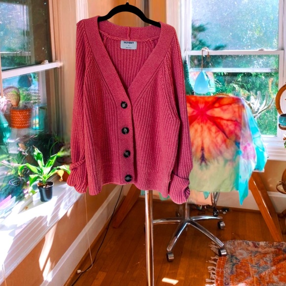 Old Navy Sweaters - pink tortoise button grandpa cardi 🌊